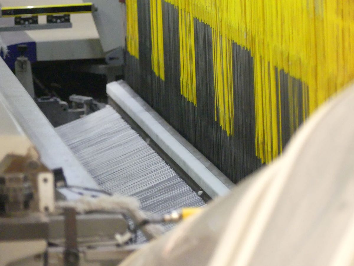 Rug being made on a powerloom