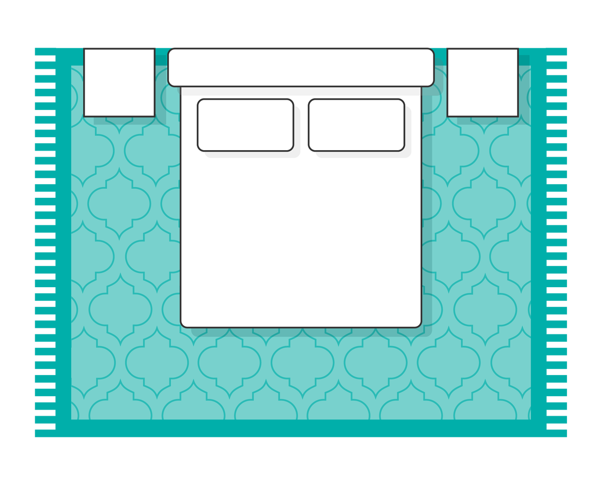 Bedroom layout with all legs on rug