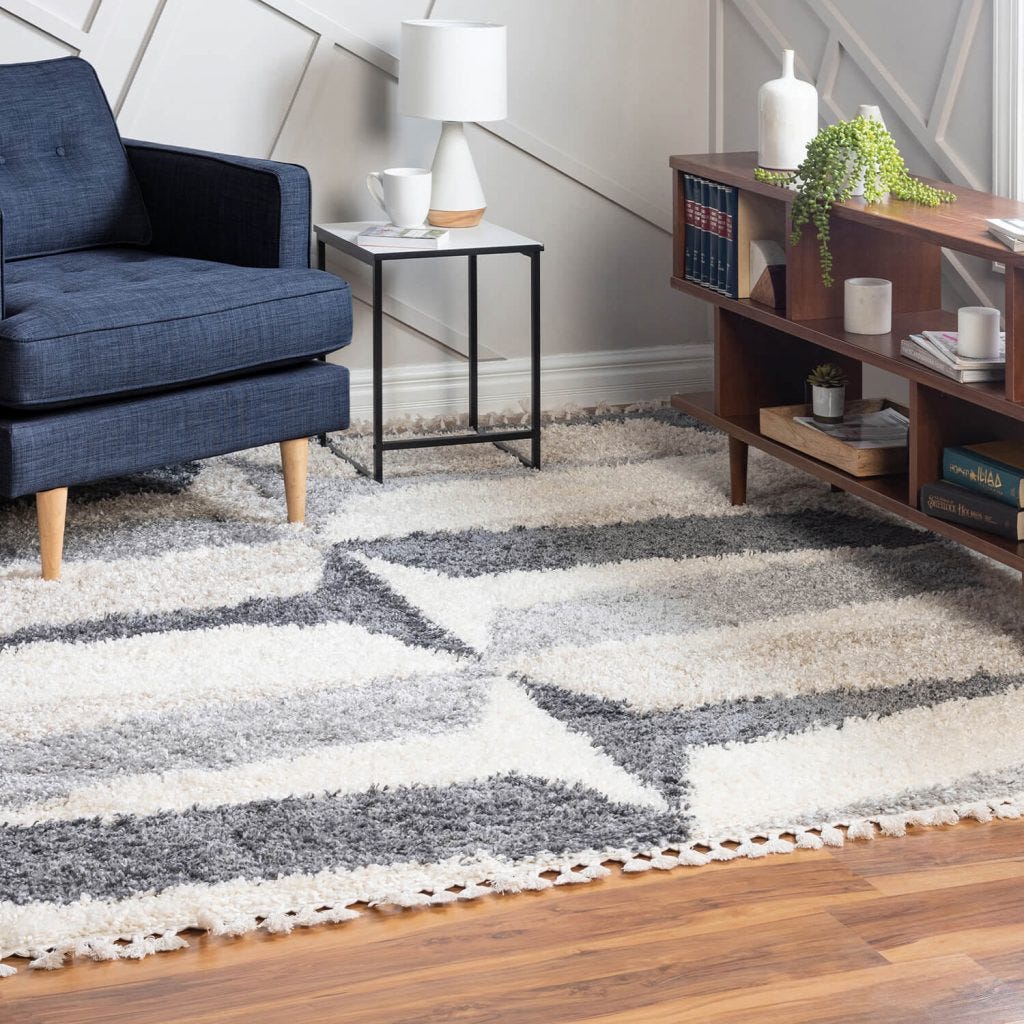 sitting area with modern style rug