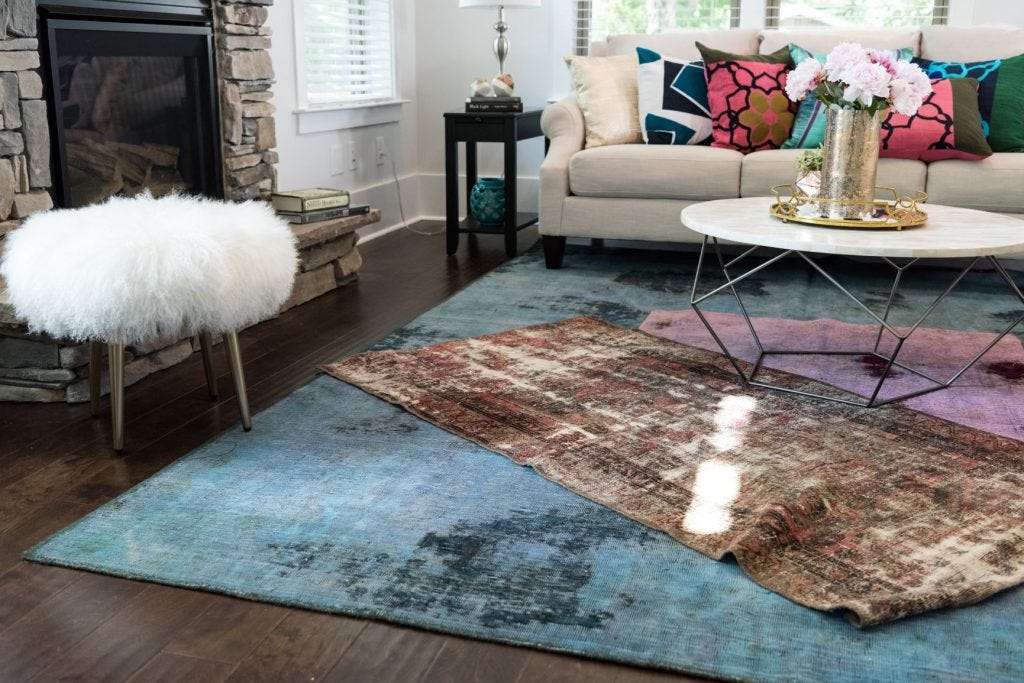 overdyed rug layering