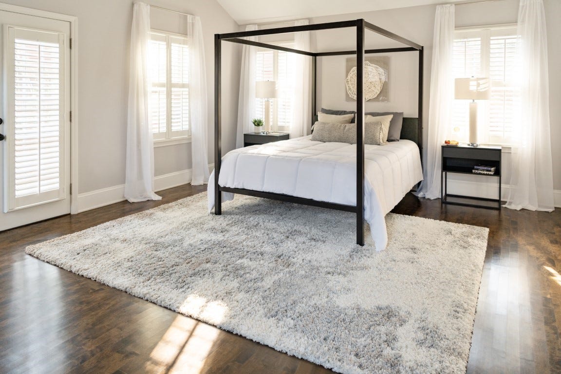 shag rug in bedroom