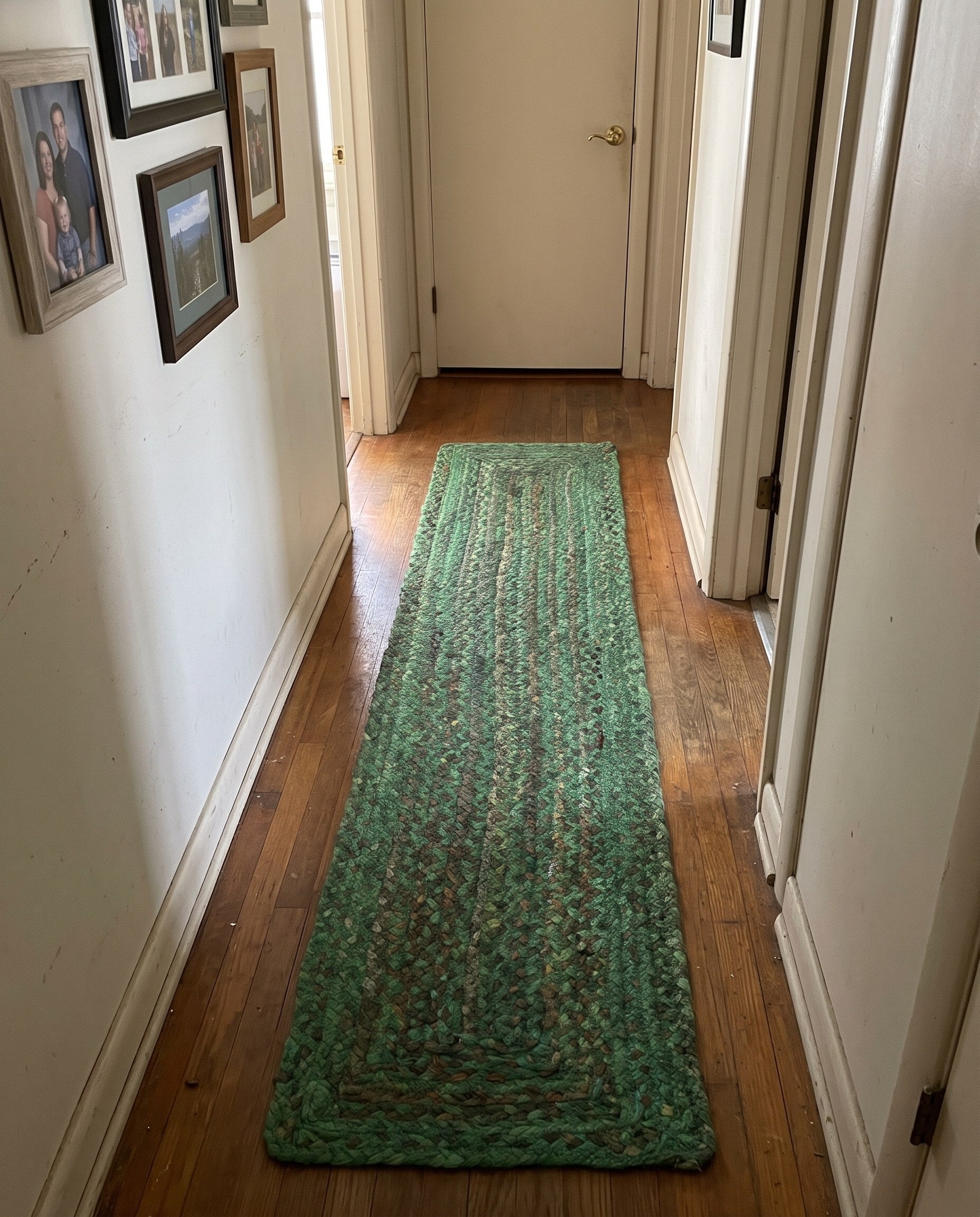 1' 2 x 6' 1 Heywood · Striped Chindi Rug, green