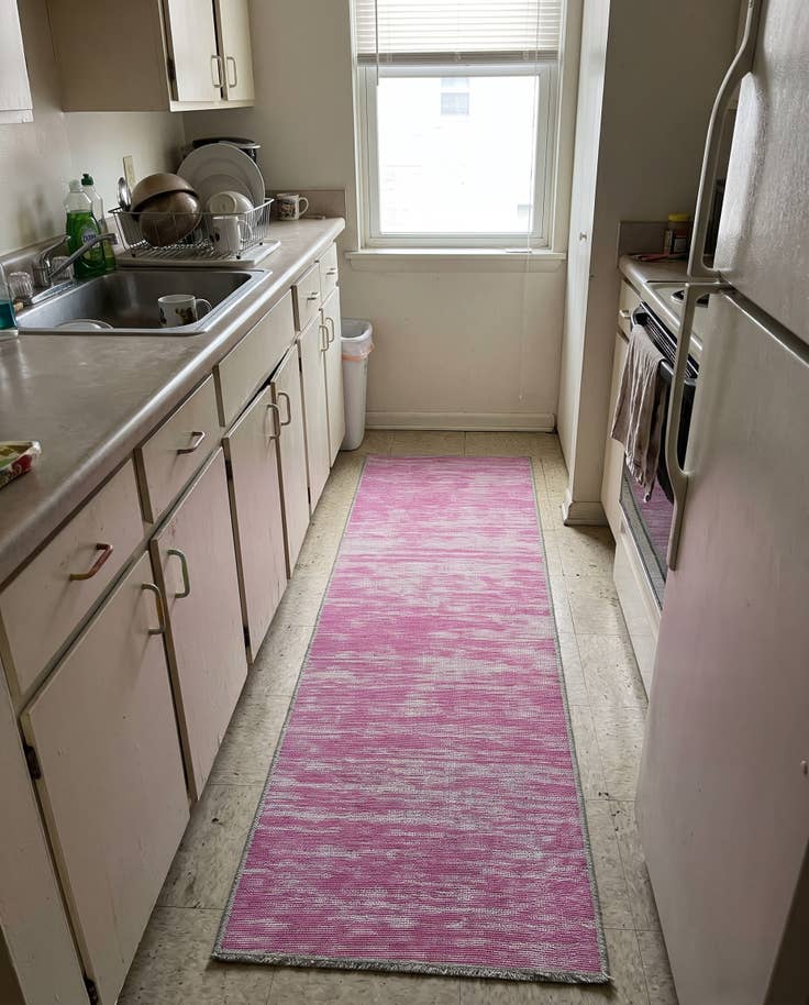 Detail image of 2' 6 x 16' Prewitt · Striped rug, pink
