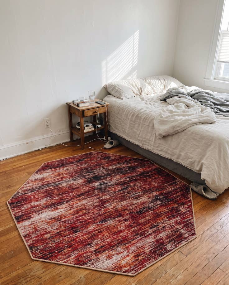 Detail image of 7' 7 x 7' 7 Prewitt · Abstract rug, rust red