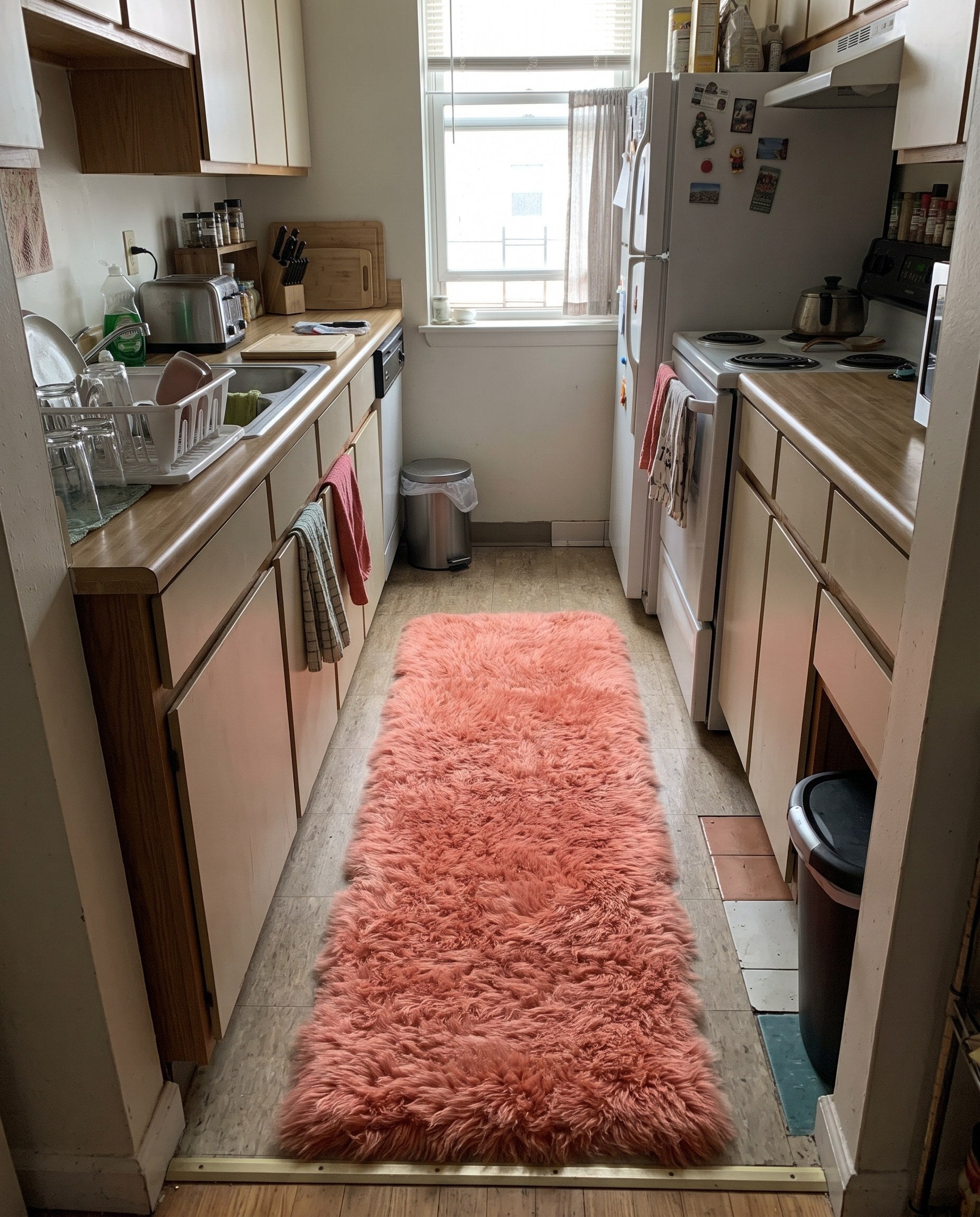 2' x 6' Oscar · Solid Shag Rug, pink