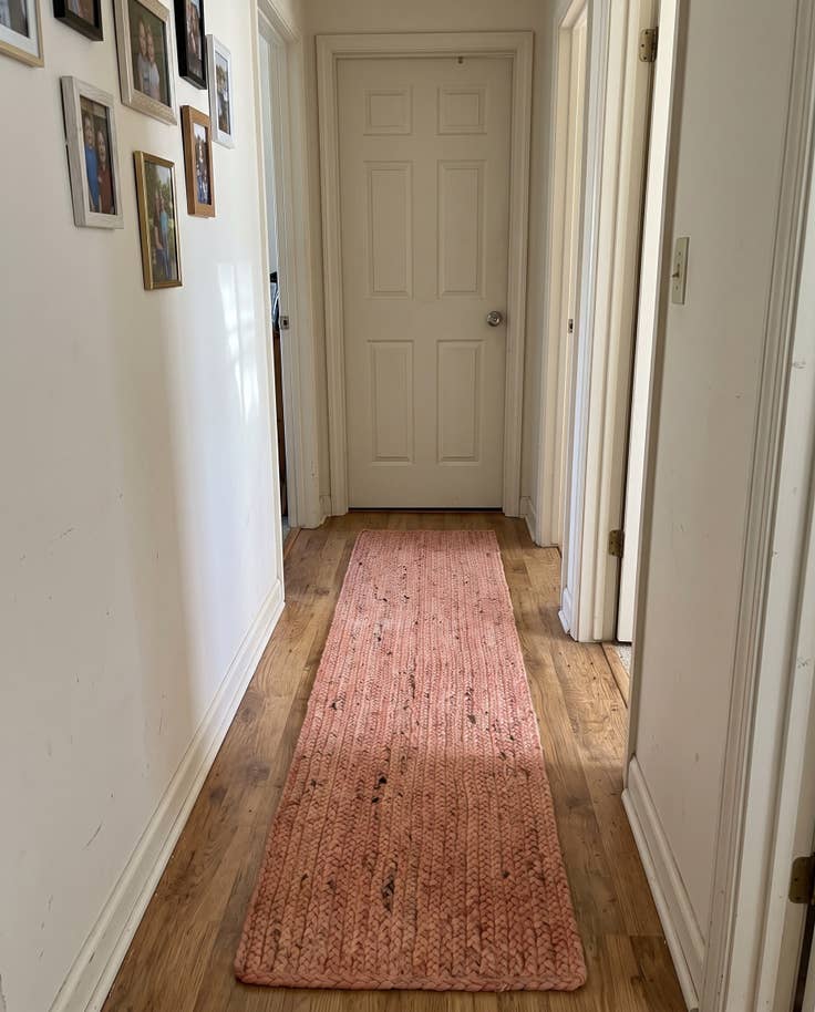 Detail image of 1' 2 x 6' 1 Marlin · Braided Braided Jute Rug, light pink