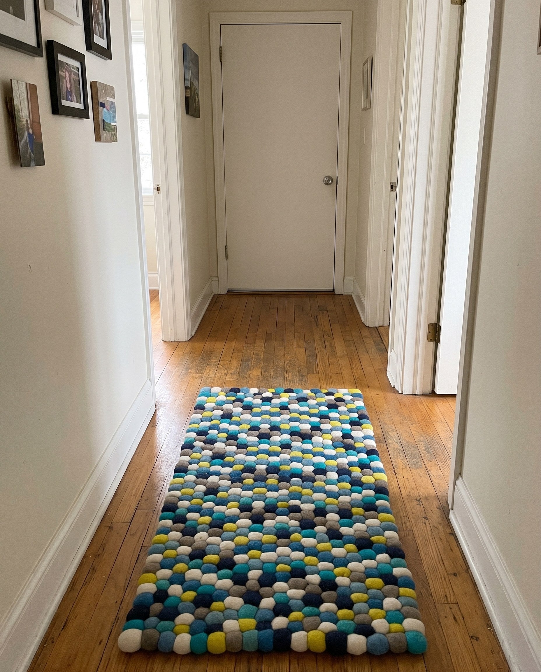 2' x 4' 1 Hawthorne · Pebbled Wool Rug, blue and multicolor