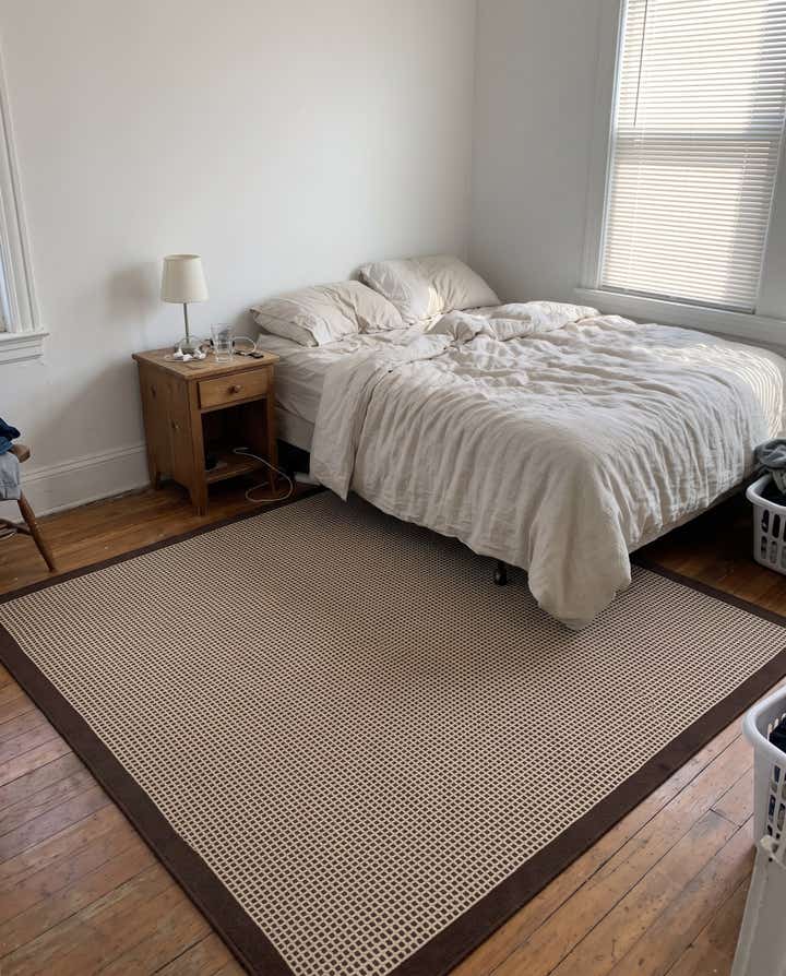 7' 10 x 7' 10 Gifford · Checkered Outdoor Rug, brown and ivory