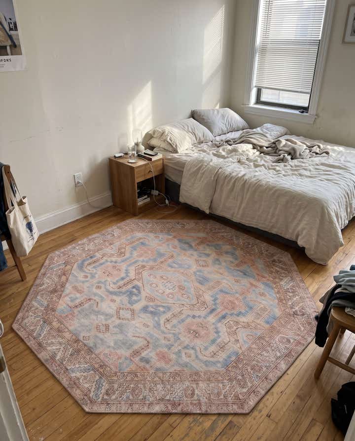 7' 6 x 7' 6 Walford · Medallion Washable Rug, blue and rust