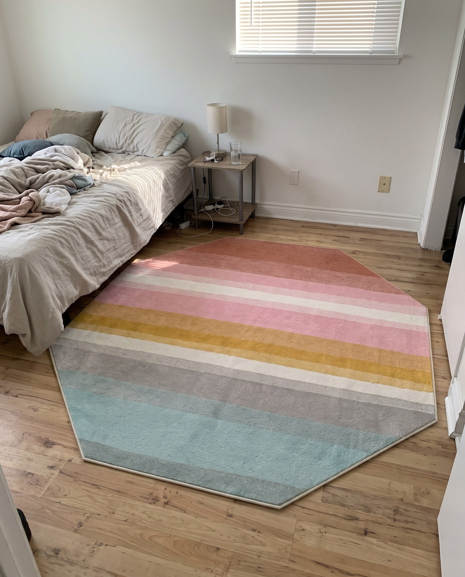 7' 10 x 7' 10 Chervil · Striped rug, multicolor and ivory