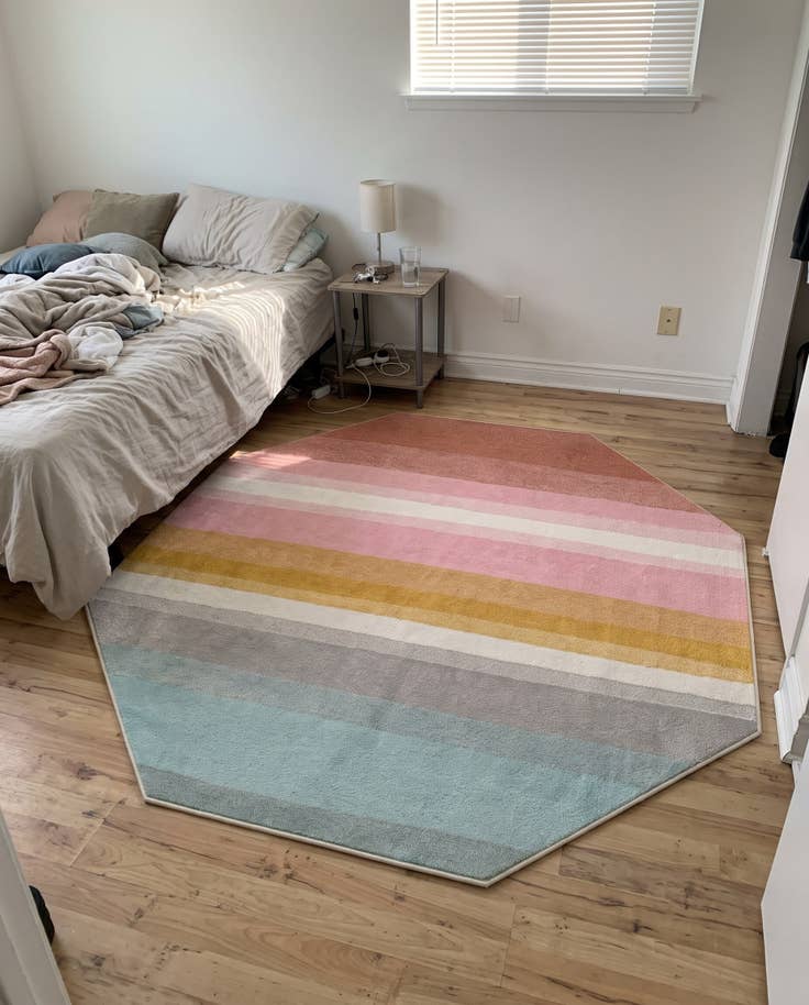 Detail image of 7' 10 x 7' 10 Chervil · Striped rug, multicolor and ivory