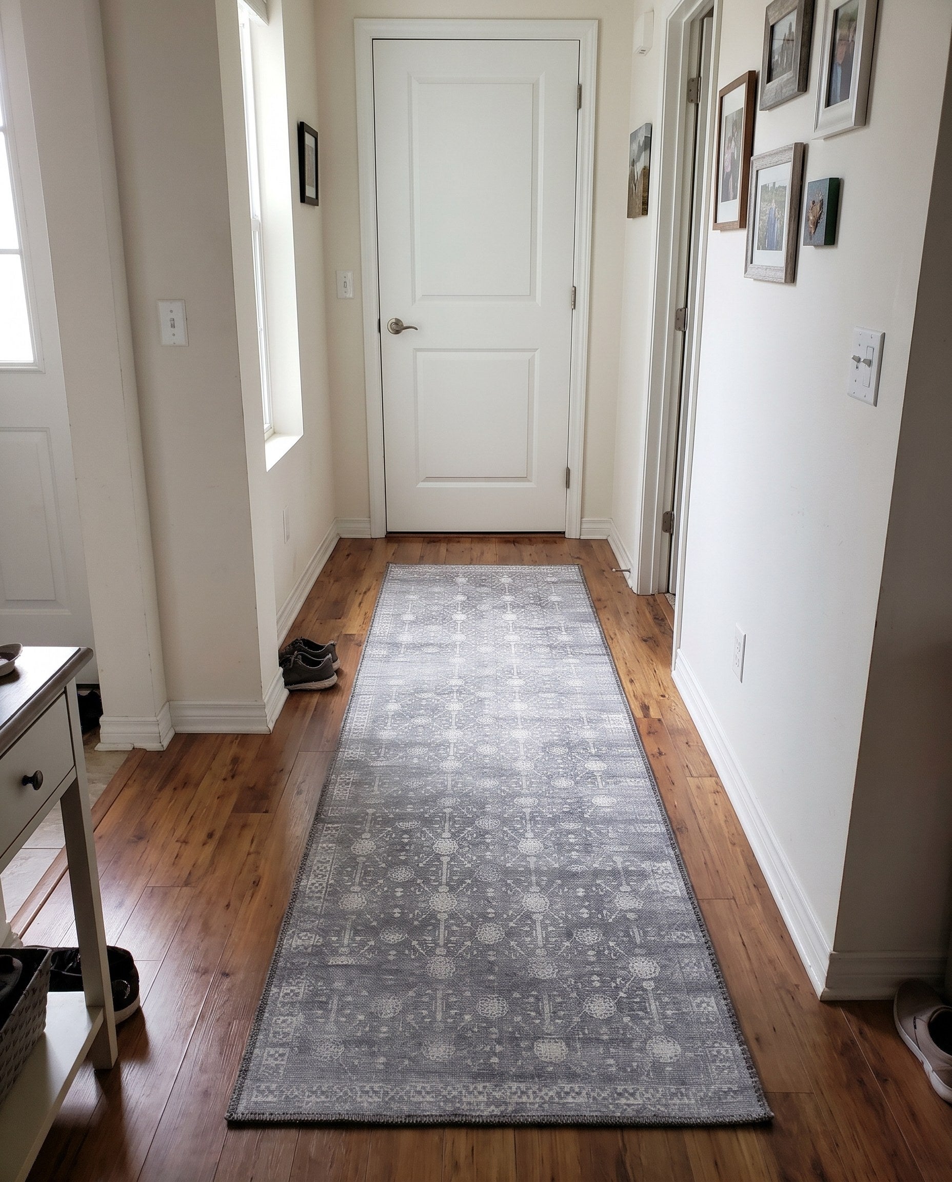 2' 6 x 12' Garrison · Medallion Washable Rug, gray and ivory