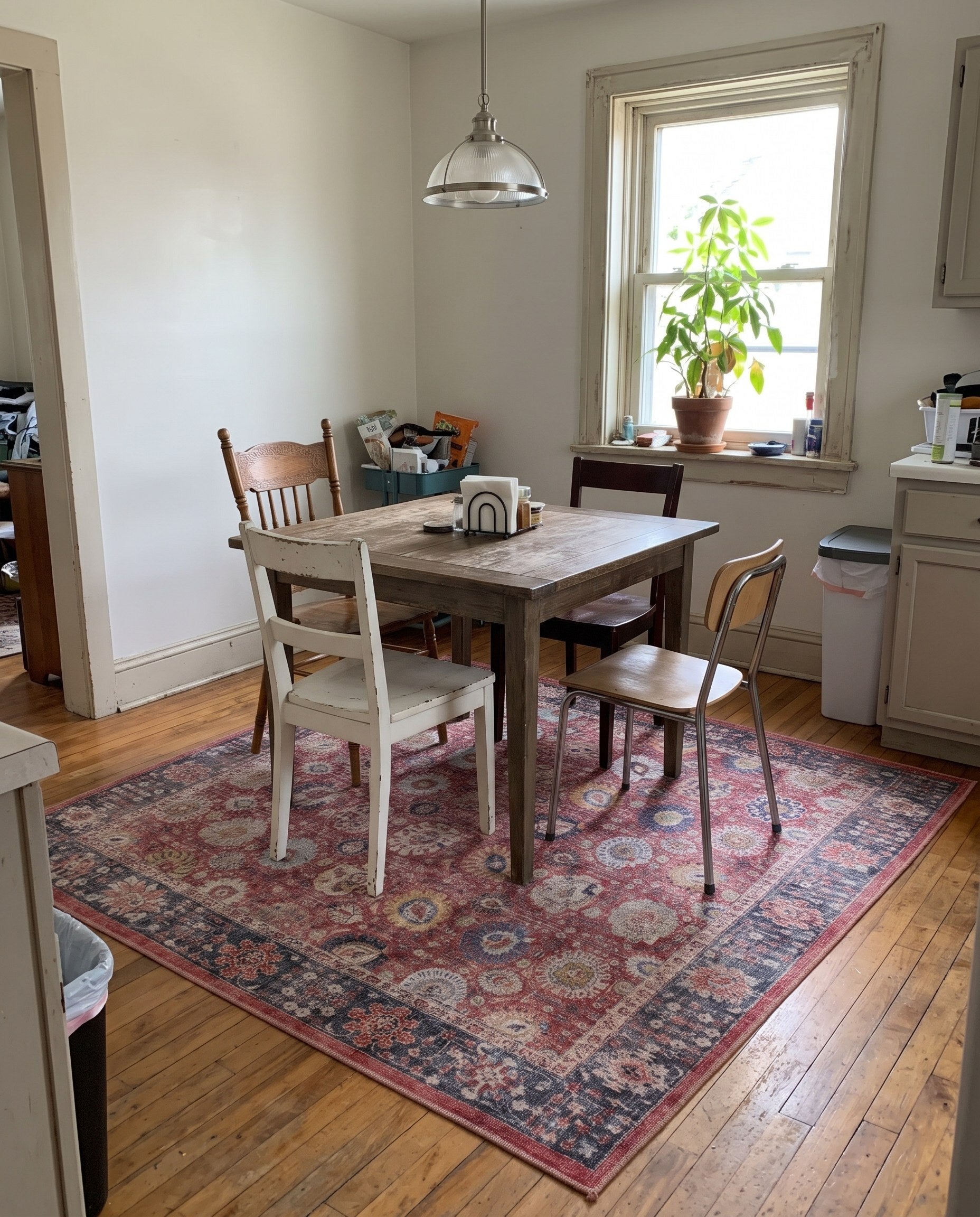 7' 10 x 7' 10 Barlow · Border Washable Rug, vintage red