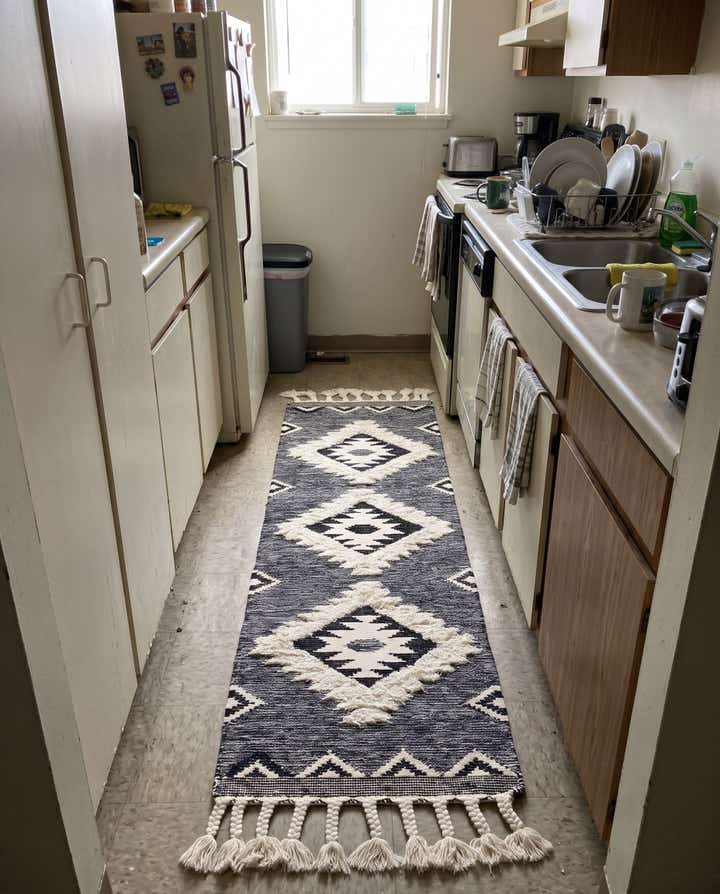 2' 2 x 8' 2 Amaranth · Geometric diamond Wool Rug, charcoal and ivory