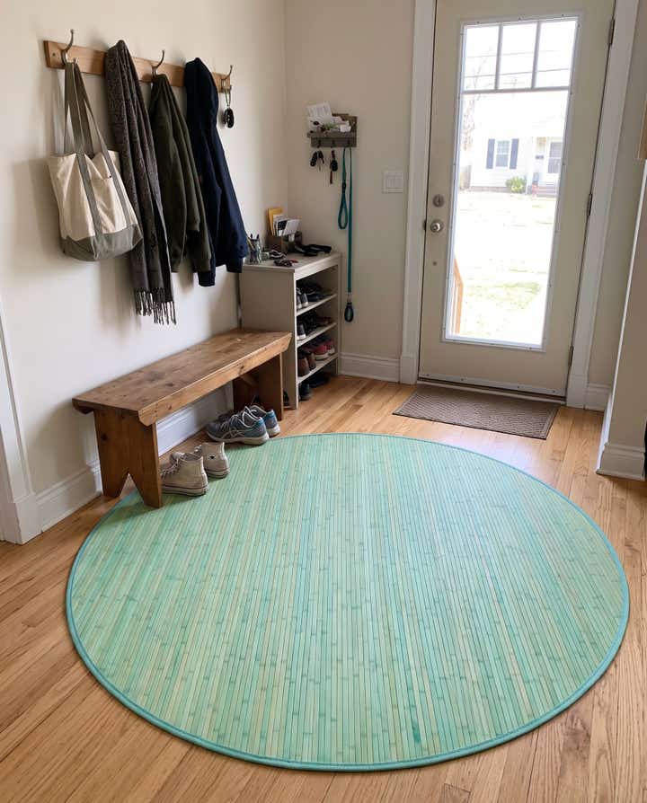 7' x 7' Nora · Border rug, aqua