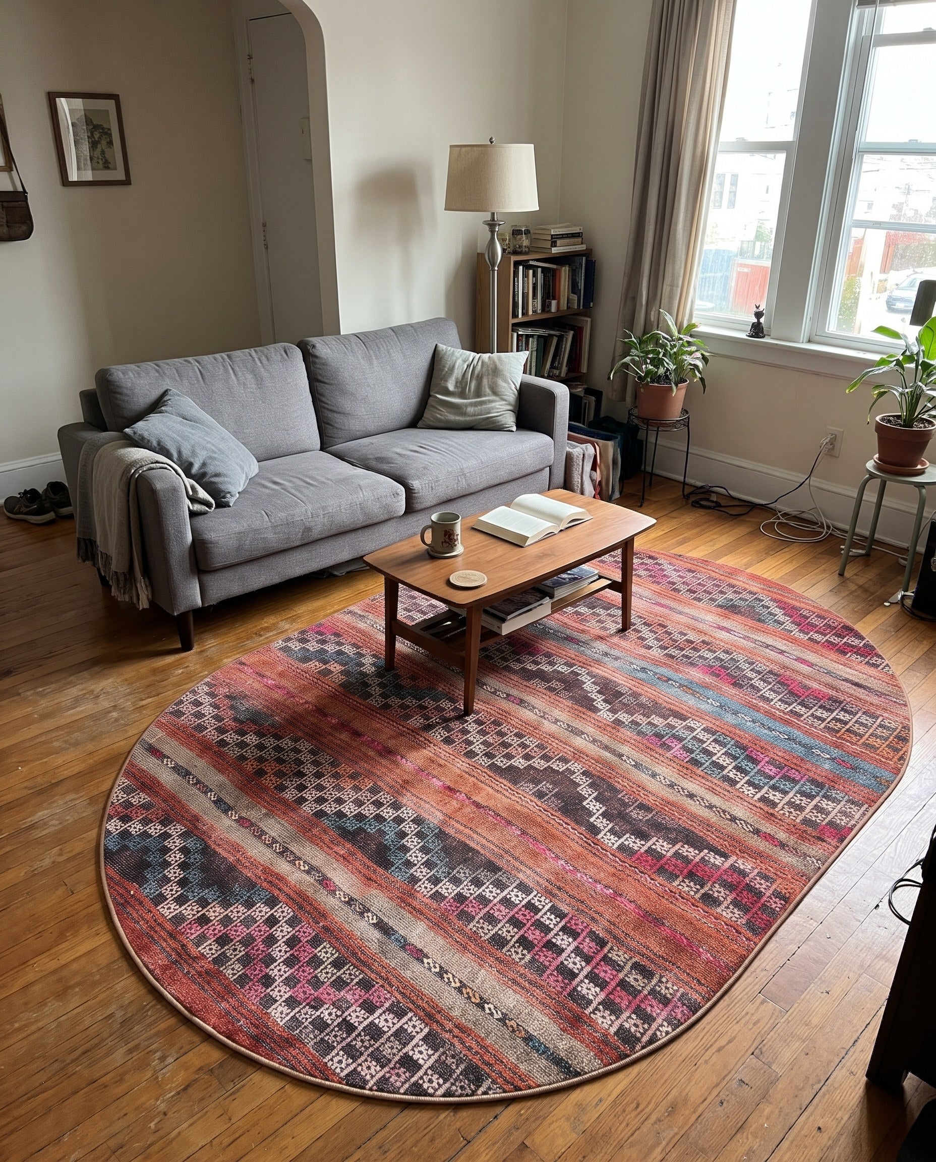 2' x 3' Wetherby · Tribal striped Washable Rug, rust and black
