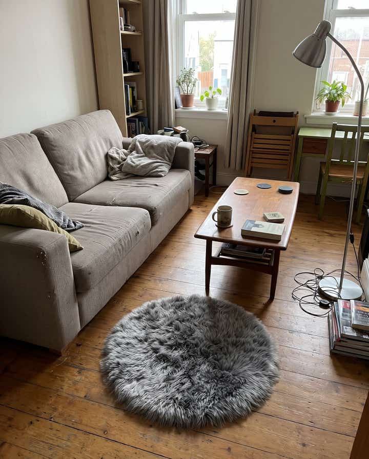 2' x 2' Oscar · Solid Shag Rug, gray