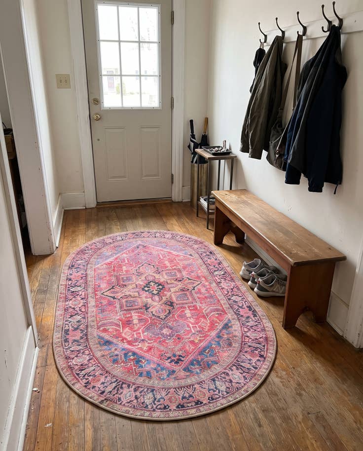 Detail image of 2' x 3' Bismarck · Border Washable Rug, red