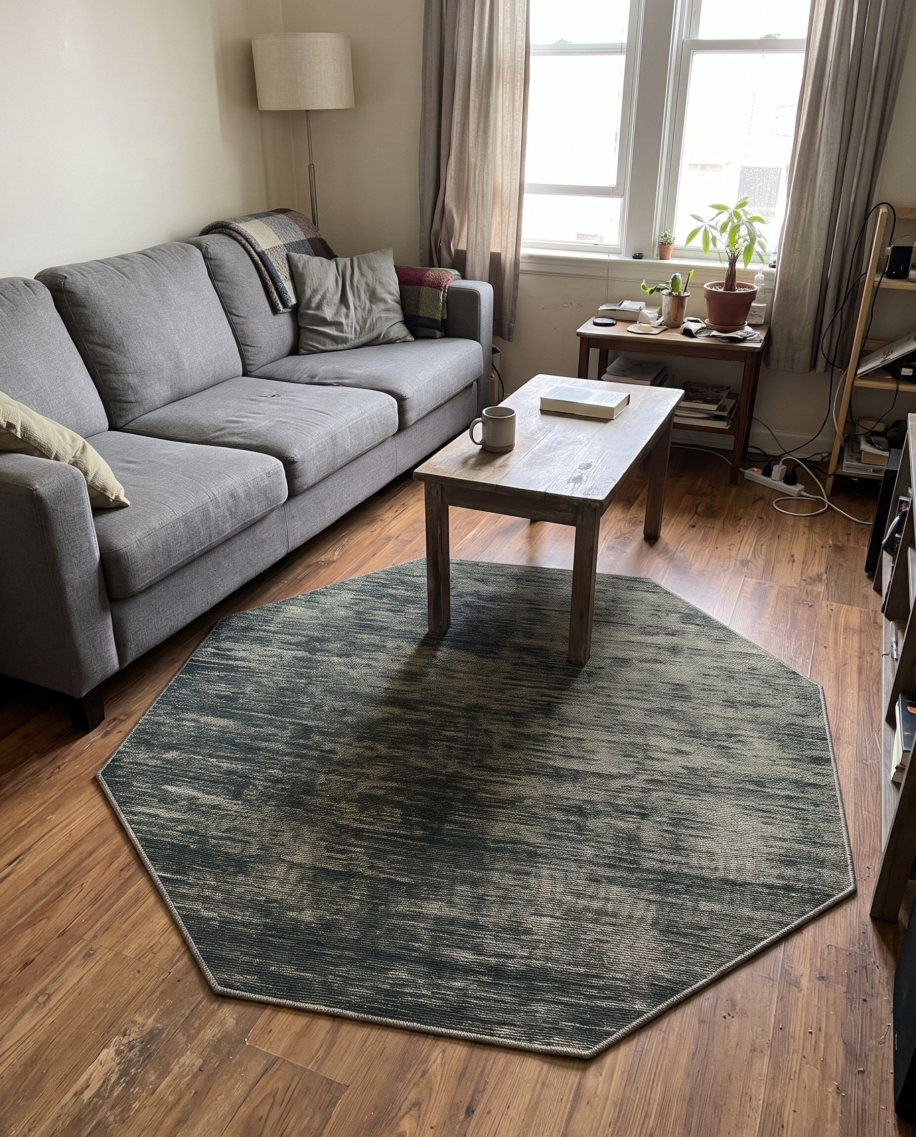 5' x 5' Prewitt · Abstract rug, green