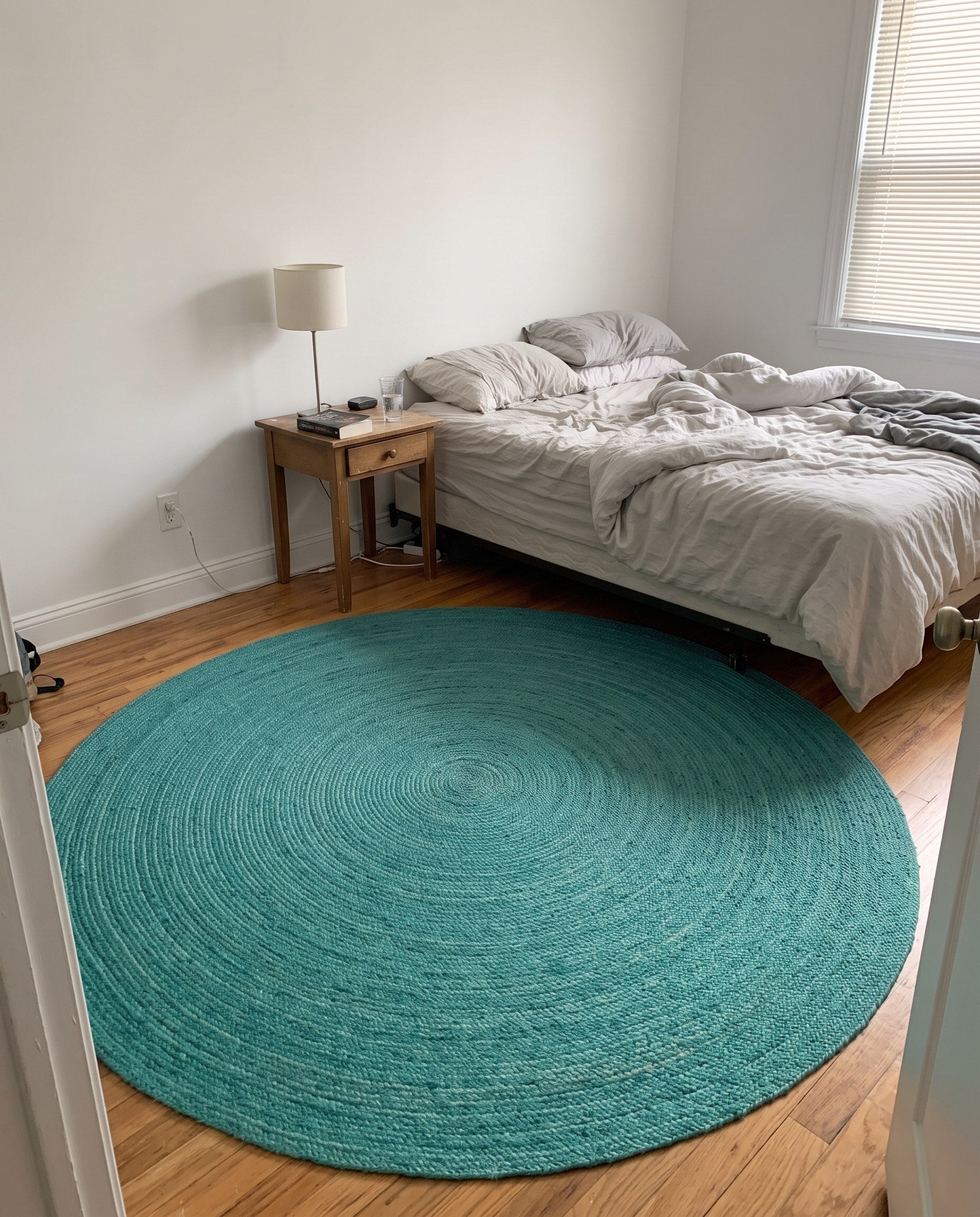 8' x 8' Marlin · Solid Braided Jute Rug, turquoise