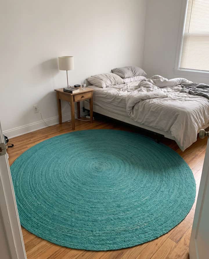 8' x 8' Marlin · Solid Braided Jute Rug, turquoise