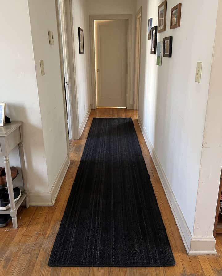 2' 7 x 12' Marlin · Solid Braided Jute Rug, black
