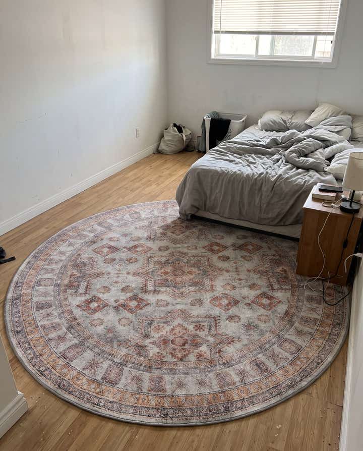3' 6 x 3' 6 Pickett · Faded medallion Washable Rug, ivory and terracotta