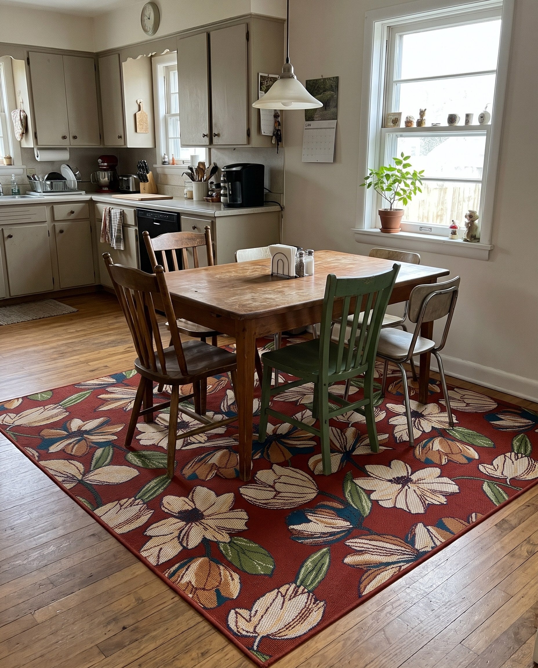 10' x 10' Lyndon · Floral Outdoor Rug, rust red and cream