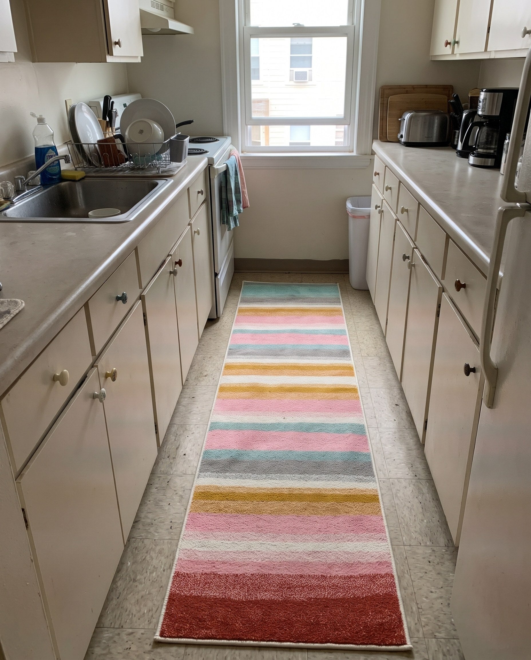 2' x 8' Chervil · Striped rug, multicolor and ivory