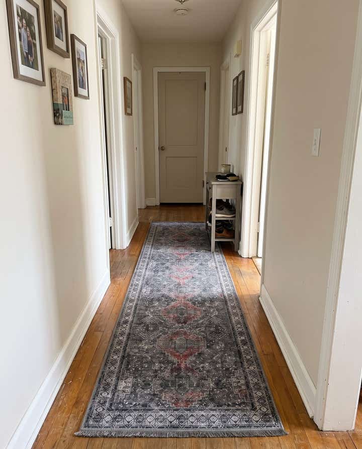 2' 7 x 12' Cowper · Border Washable Rug, gray