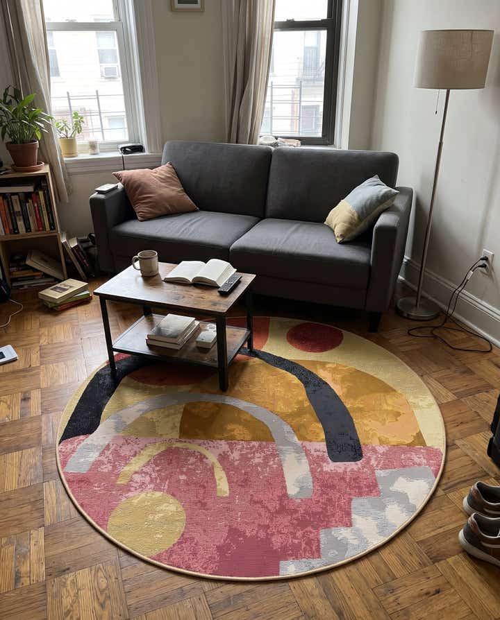 4' x 4' Averill · Abstract geometric Outdoor Rug, multi