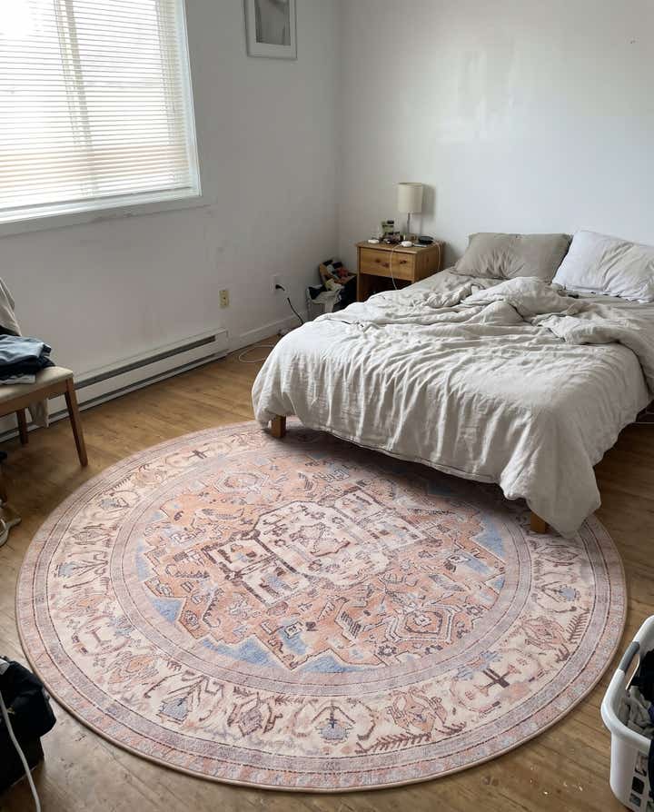 7' 7 x 7' 7 Boone · Medallion Washable Rug, blue and beige