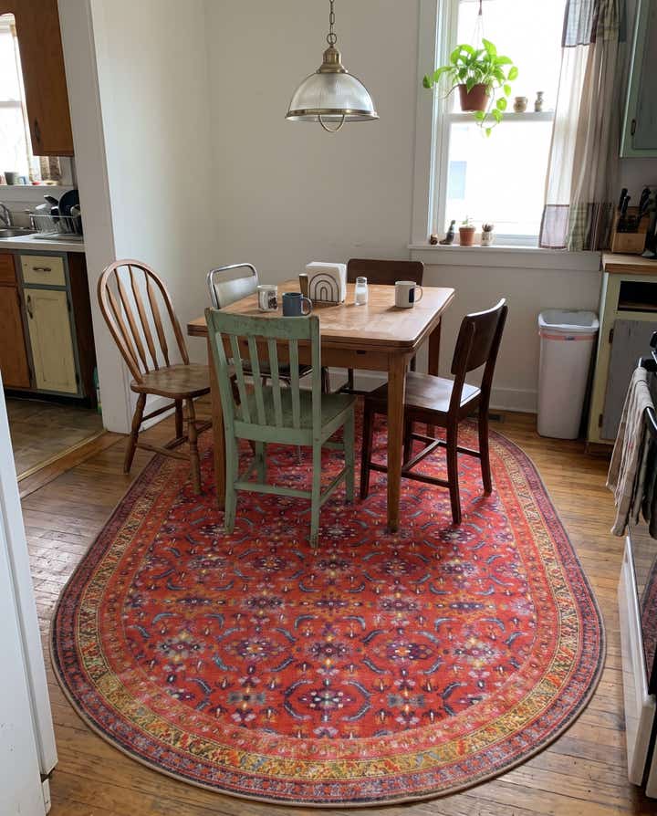 5' x 8' Carew · Border Washable Rug, red