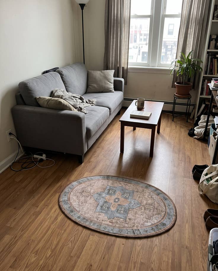 Detail image of 2' x 3' Clive · Medallion Washable Rug, brown and blue