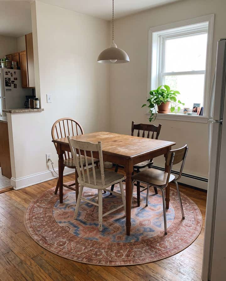 7' 7 x 7' 7 Walford · Medallion Washable Rug, blue and rust