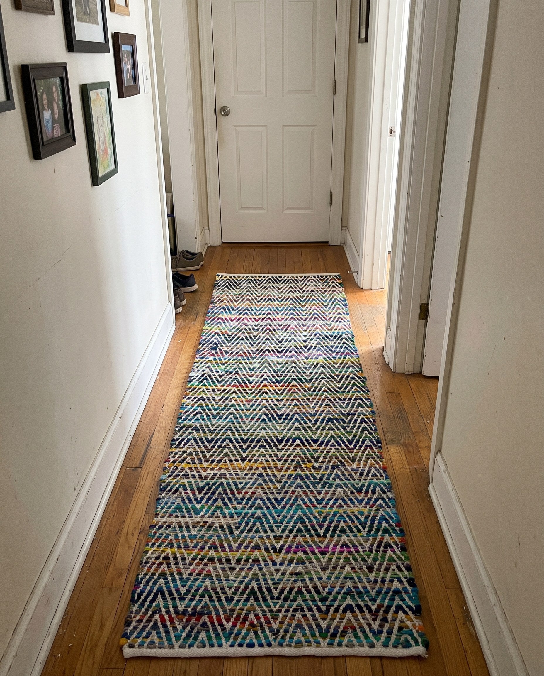 1' 2 x 8' Hopkins · Chevron Chindi Rug, multicolored and ivory