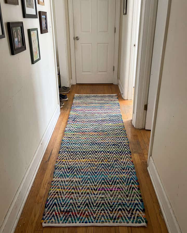 1' 2 x 8' Hopkins · Chevron Chindi Rug, multicolored and ivory