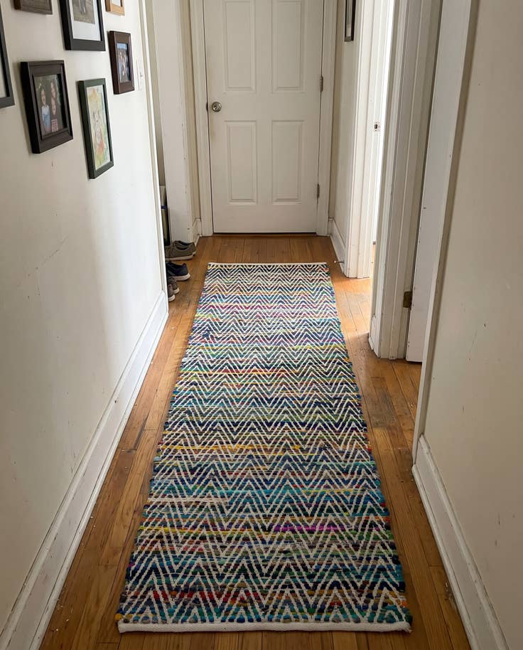 Detail image of 1' 2 x 8' Hopkins · Chevron Chindi Rug, multicolored and ivory