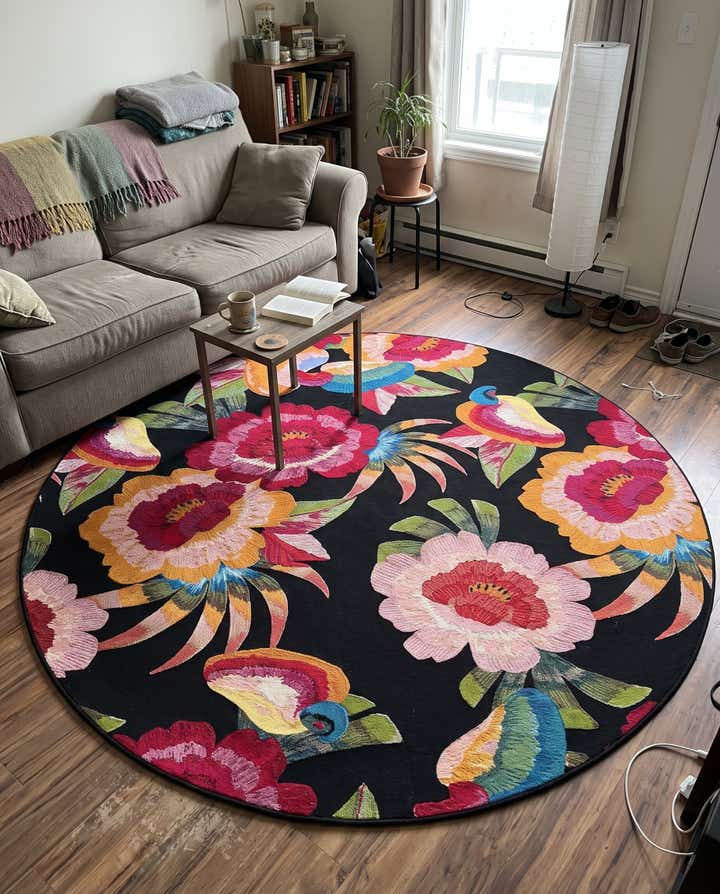 10' x 10' Jennings · Floral Outdoor Rug, black and multicolor