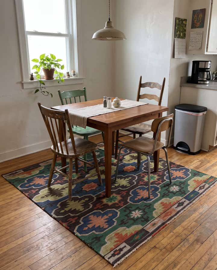 7' 10 x 7' 10 Danbury · Geometric lattice rug, multi and teal