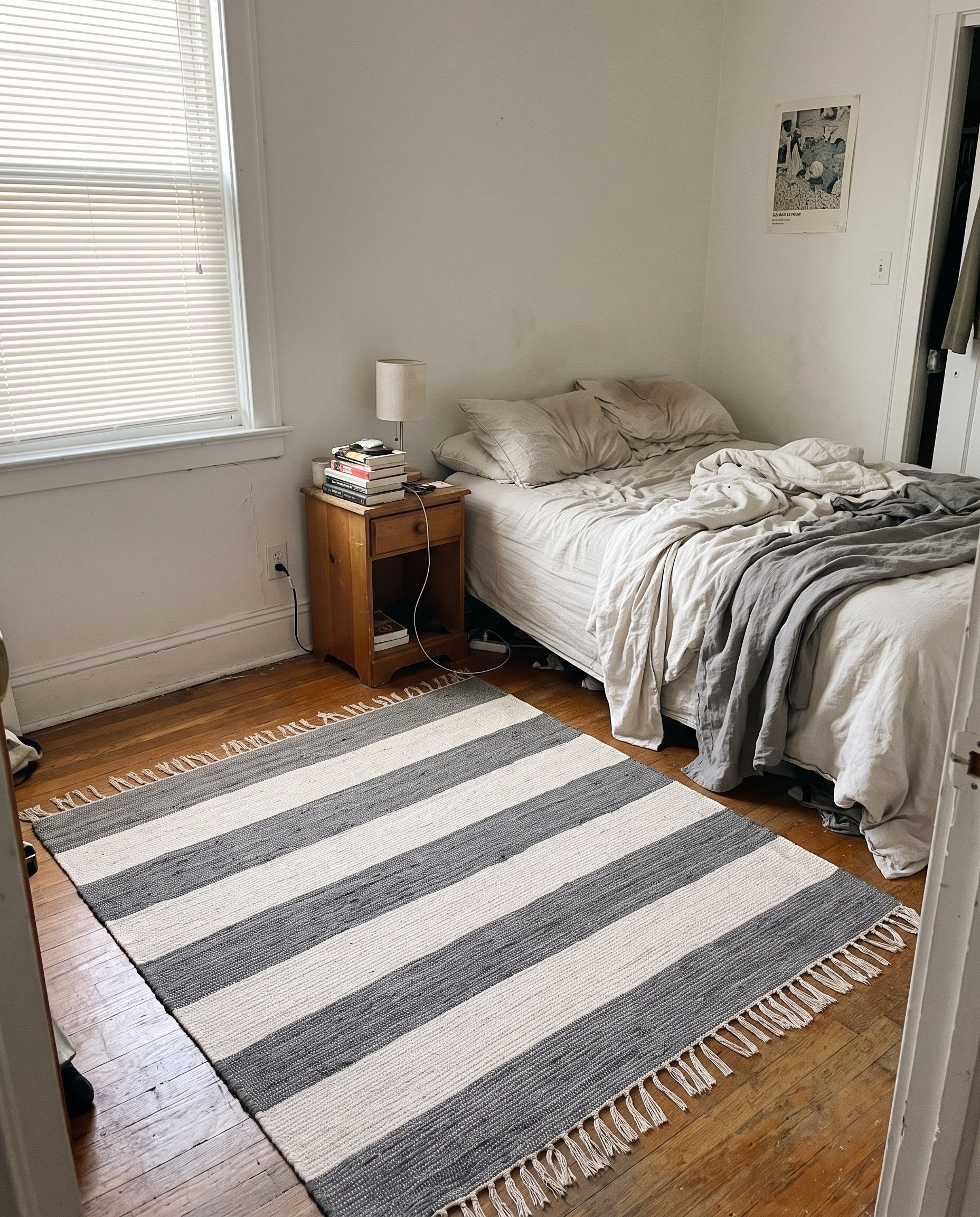 10' x 10' Flagstaff · Striped Chindi Rug, gray and ivory