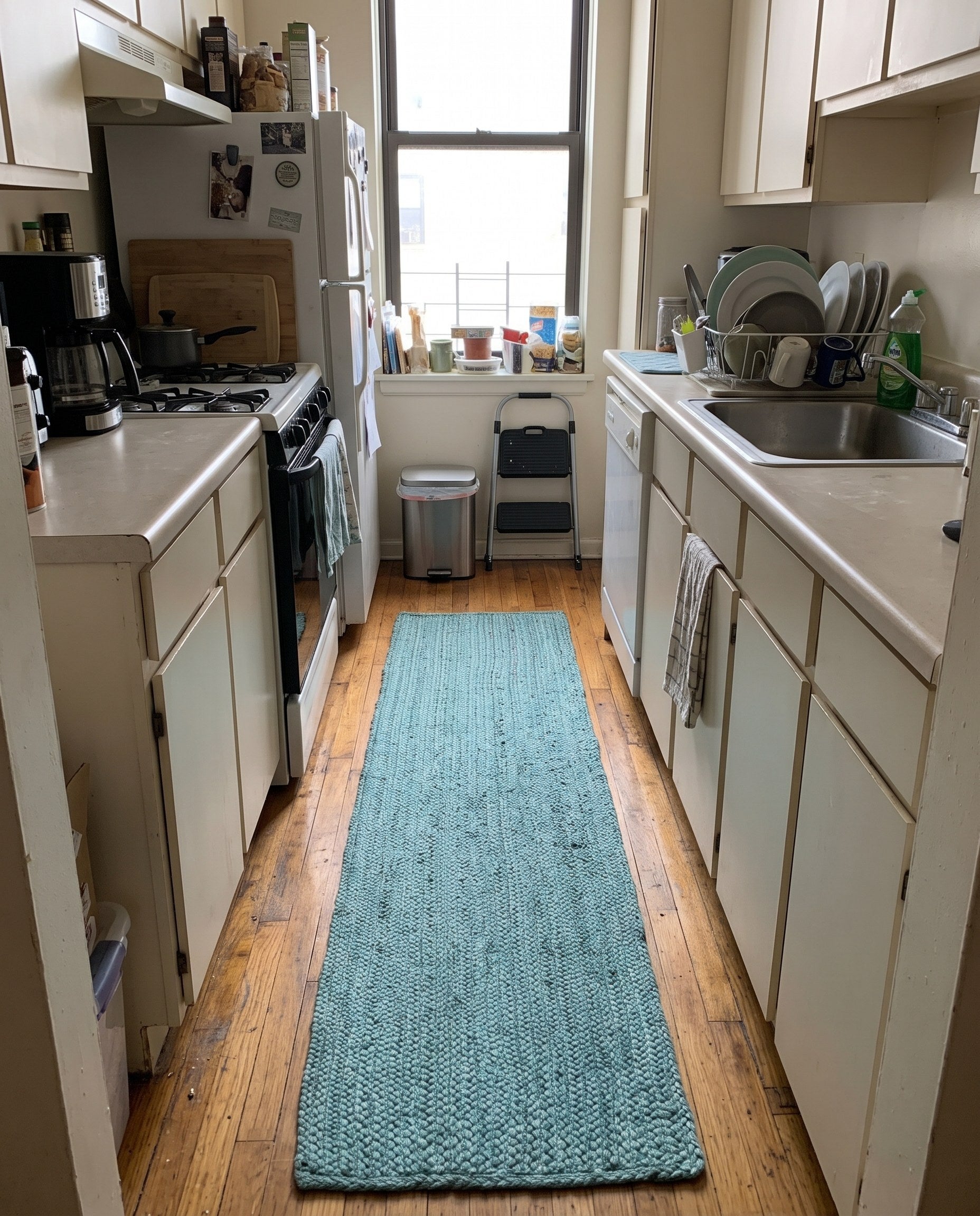 1' 2 x 10' Marlin · Solid Braided Jute Rug, turquoise