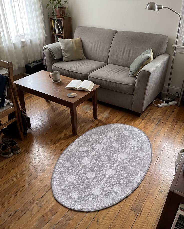 Detail image of 2' x 3' Garrison · Medallion Washable Rug, gray and ivory