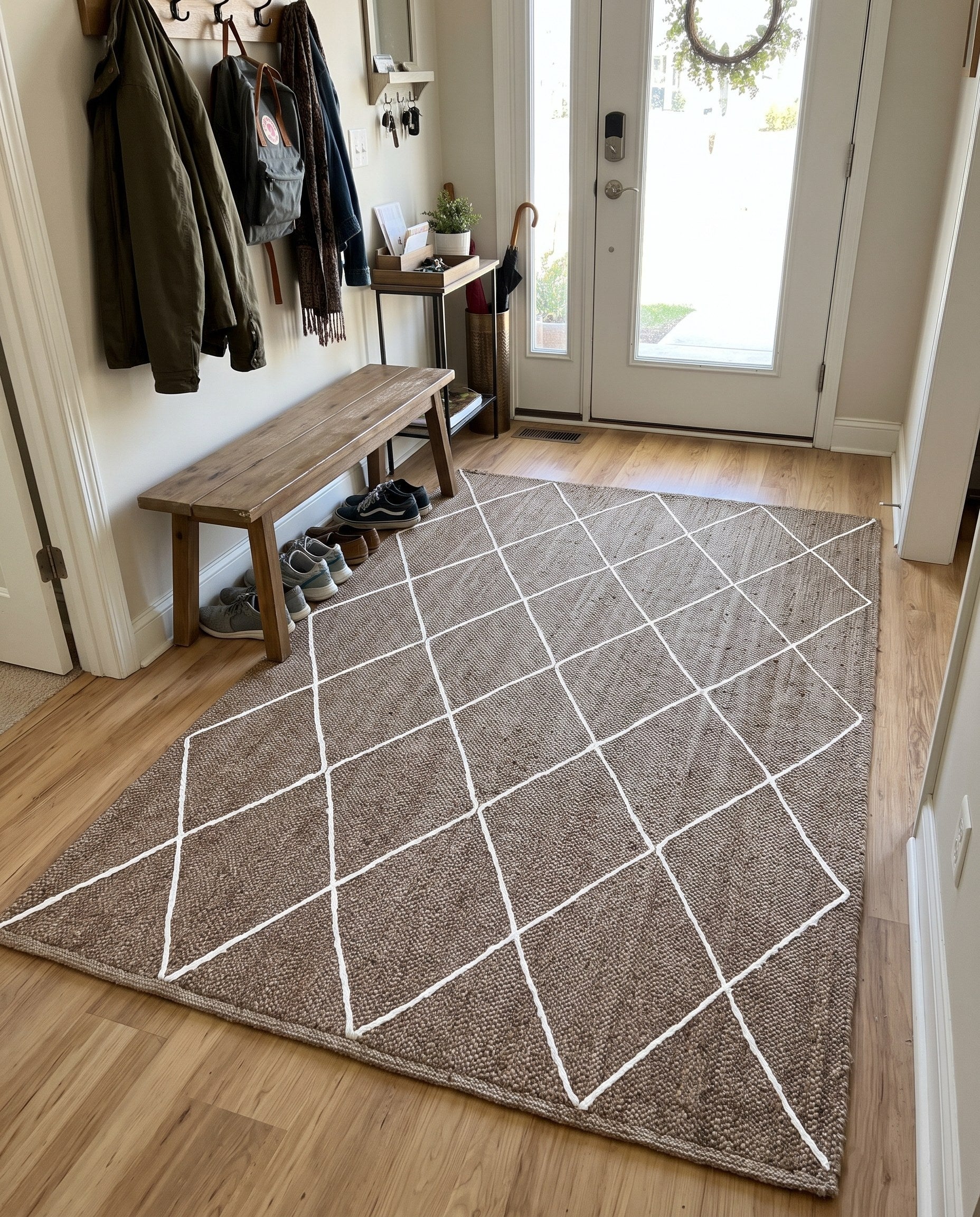 6' 1 x 9' Bishop · Diamond Braided Jute Rug