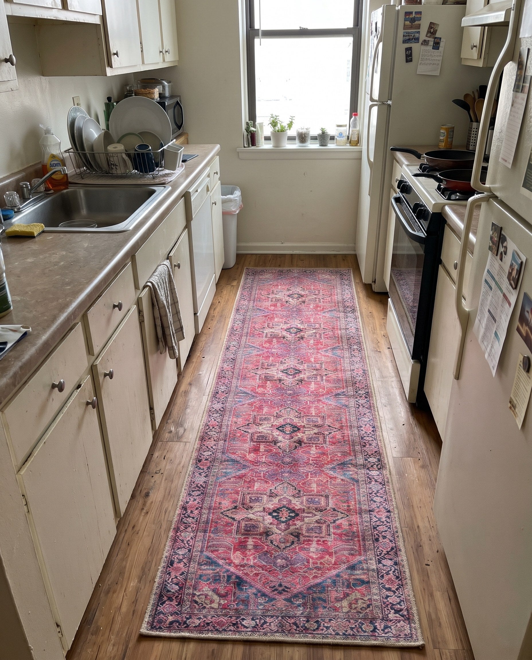 2' 6 x 10' Bismarck · Medallion Washable Rug, red and multi