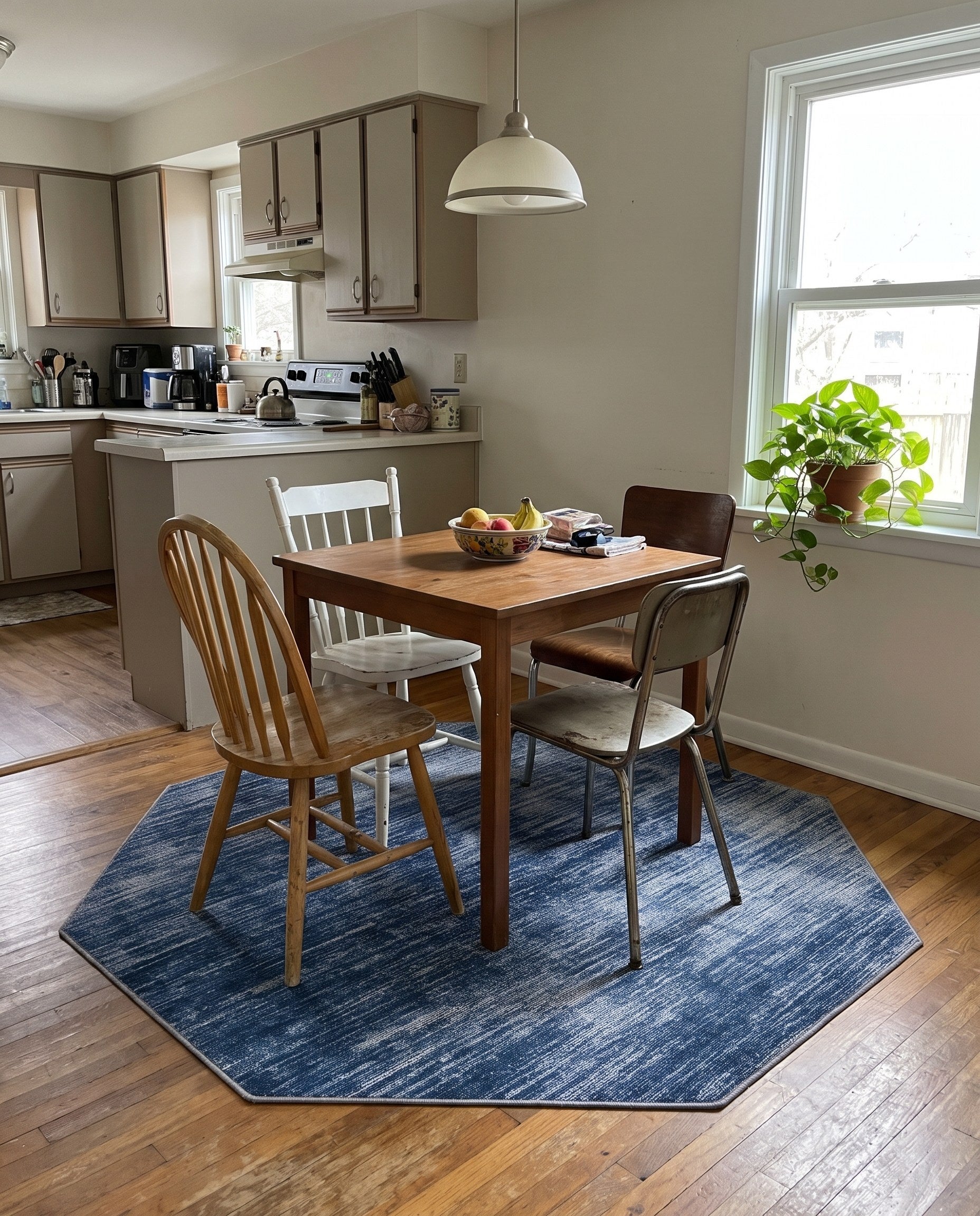 5' x 5' Prewitt · Abstract rug, blue