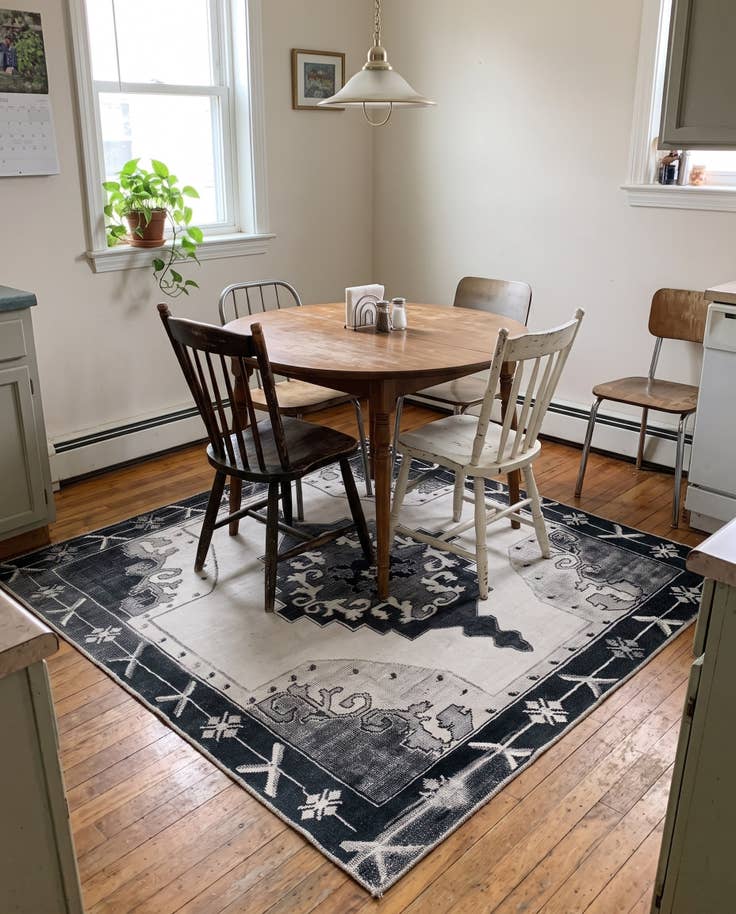 Detail image of 7' 6 x 7' 6 Sanderson · Border Washable Rug, black