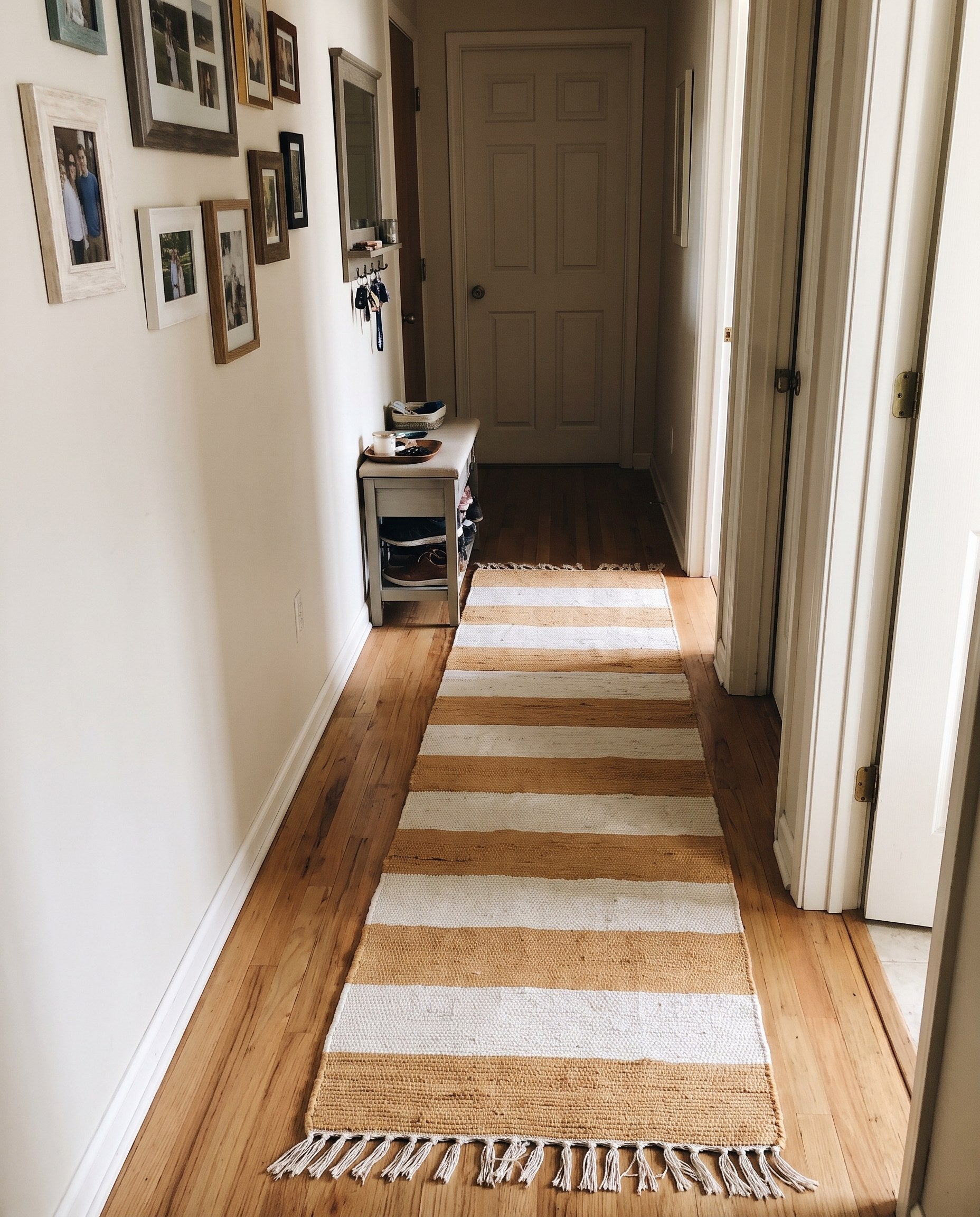 1' 2 x 10' Flagstaff · Striped Chindi Rug, beige