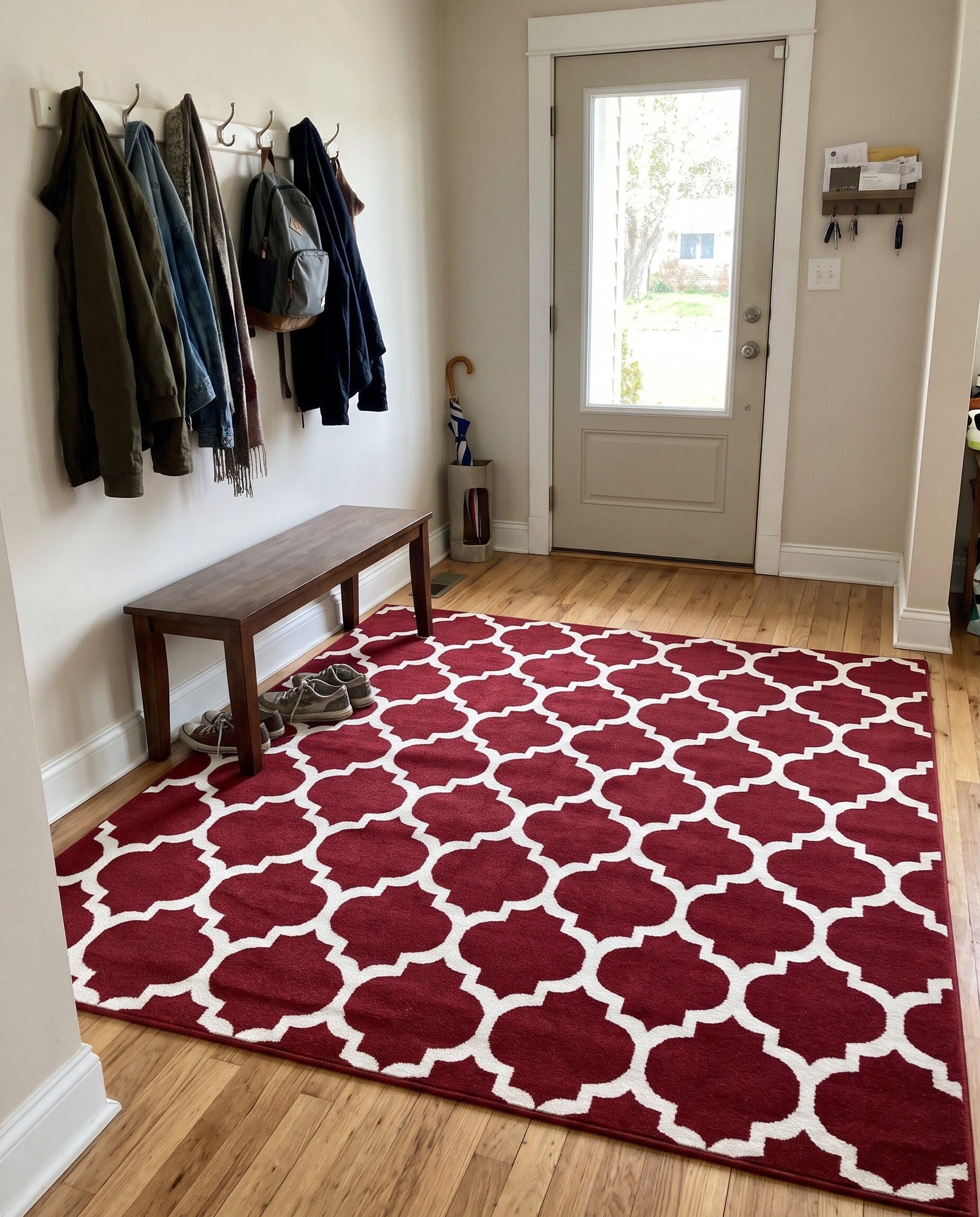 7' 10 x 7' 10 Arkwright · Trellis rug, dark terracotta and beige