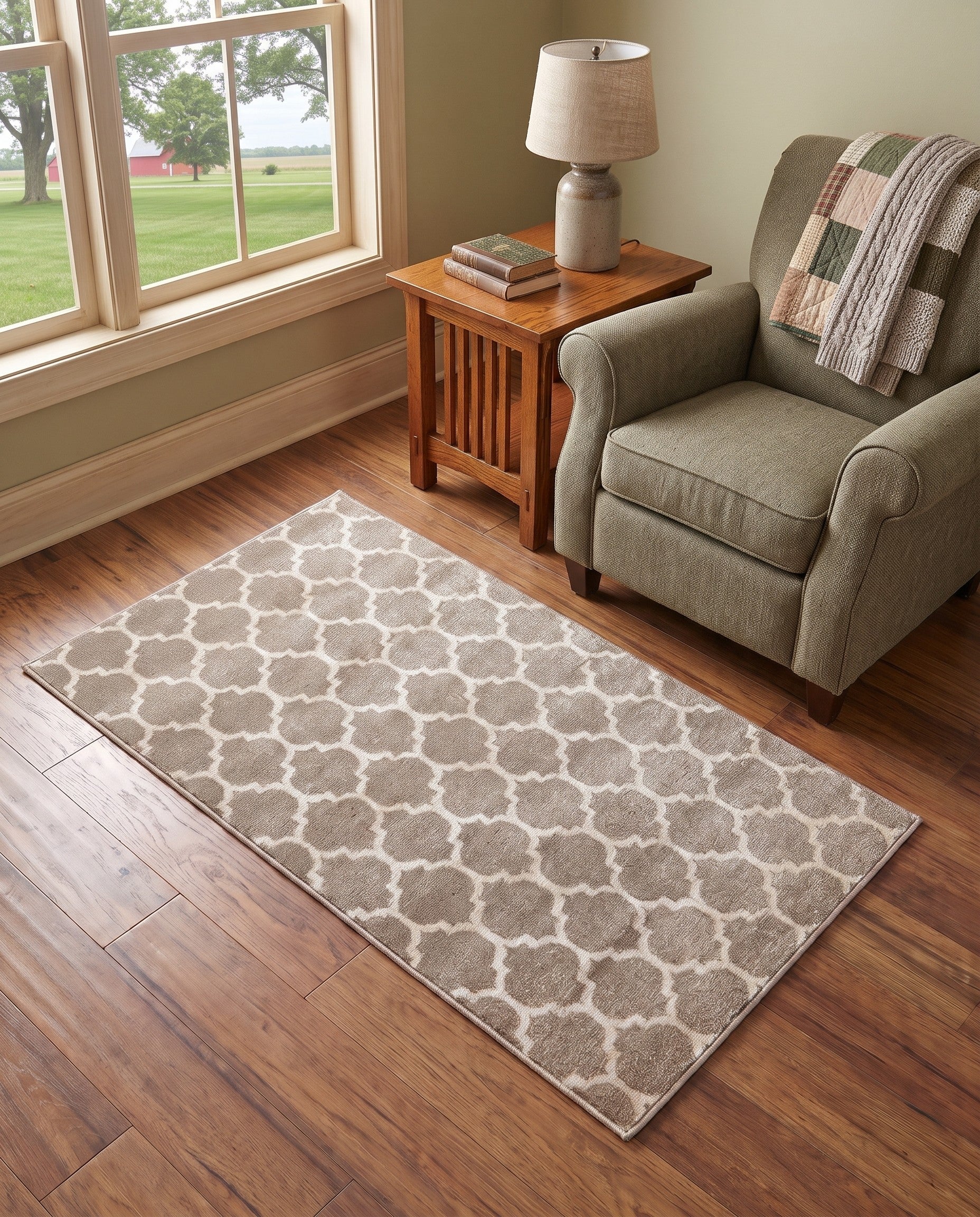 Light Brown Lattice Rug